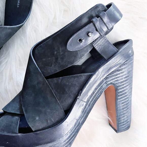 Rag & Bone Black Suede Sloane Platform Sandal - Picture 2 of 10